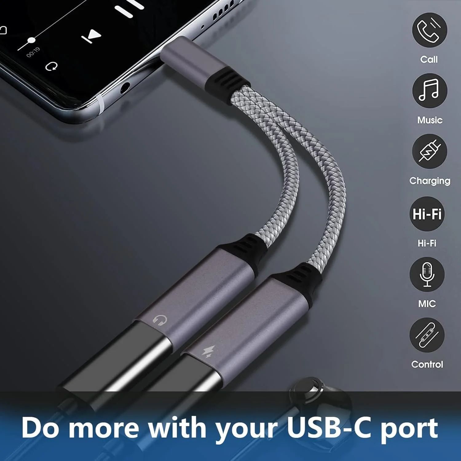 تبدیل USB-C به دو پورت USB-C صدا، آداپتور شارژر PD 27W با پشتیبانی از مکالمه و پخش موسیقی برای Pixel 4 3 XL, Galaxy S21 S20+ S20 Note 20 10, Xperia (عدم سازگاری با Moto &Oneplus)
