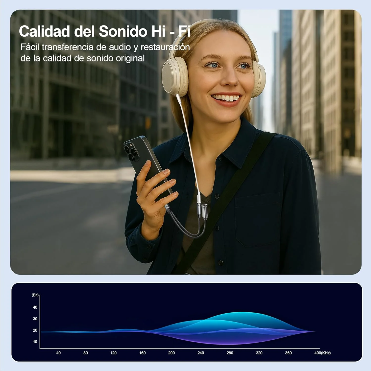 کابل تبدیل USB-C دو منظوره SlaBao با آداپتور جک 3.5 میلی‌متری Type-C، آداپتور صوتی HiFi با تراشه DAC برای هدفون و شارژ 100 واتی PD برای آیفون 16 پرو، گلکسی و سایر دستگاه‌های Type-C