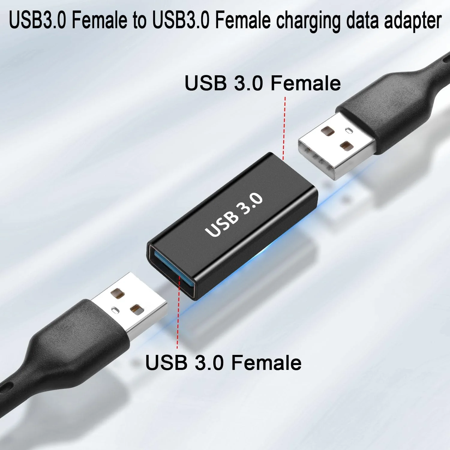 آداپتور مادگی USB3.0 به مادگی USB3.0 کیانرنون، اتصال دهنده داده شارژ مادگی USB3.0 به مادگی، سوکت توسعه دهنده 5 گیگابیت بر ثانیه/10 گیگابیت بر ثانیه 5 ولت/3 آمپر، بدنه آلیاژ آلومینیوم، برای لپ تاپ تبلت درایو USB، 2 عدد