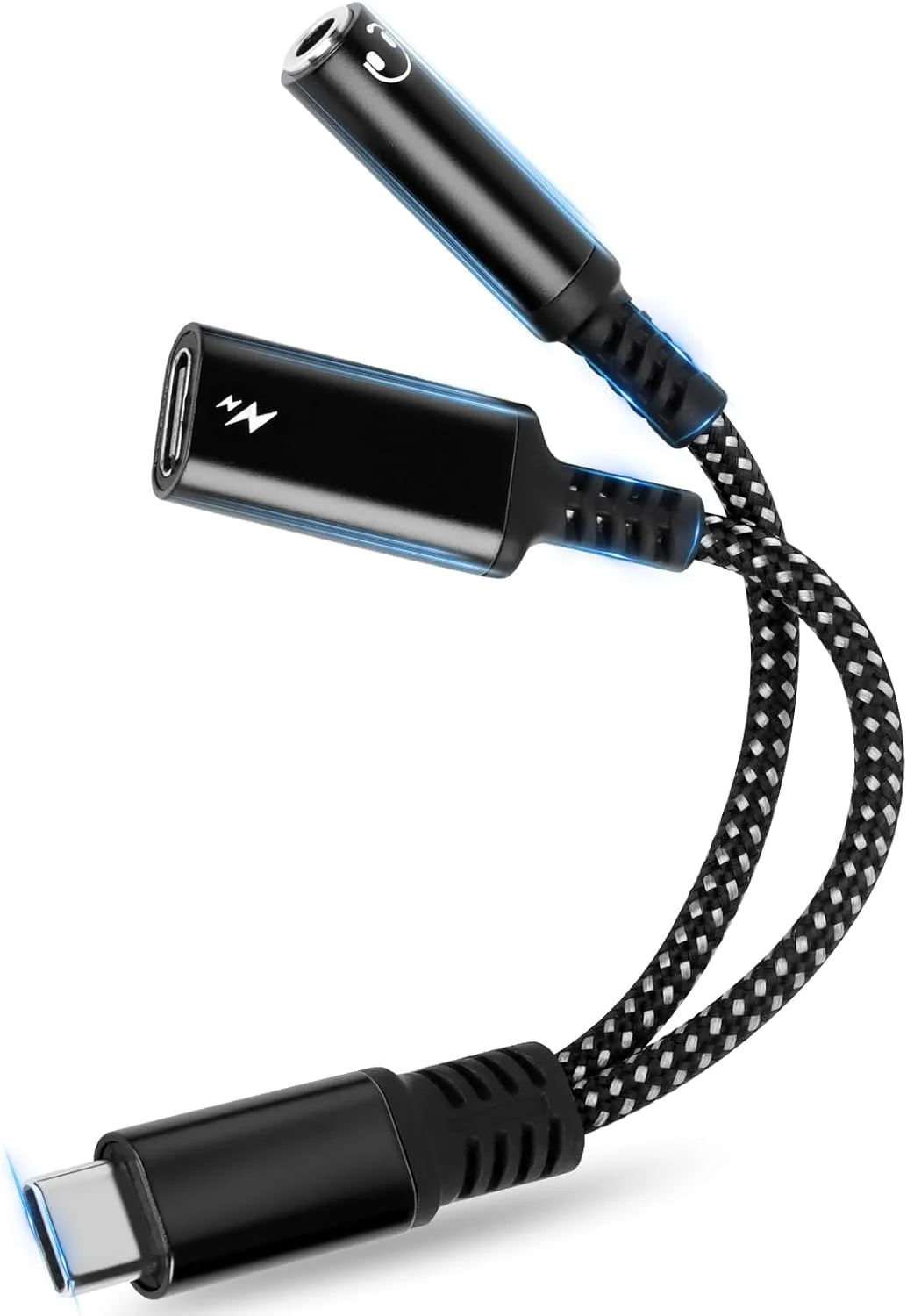 آداپتور هدفون USB C دو در یک RISVOWO و شارژ، آداپتور ELEPRUC و شارژ برای هدفون های Type-C، جک 3.5 میلی متری USB C از PD 60 وات سریع پشتیبانی می کند، آداپتور هدست جک Type C برای دستگاه های Type-C