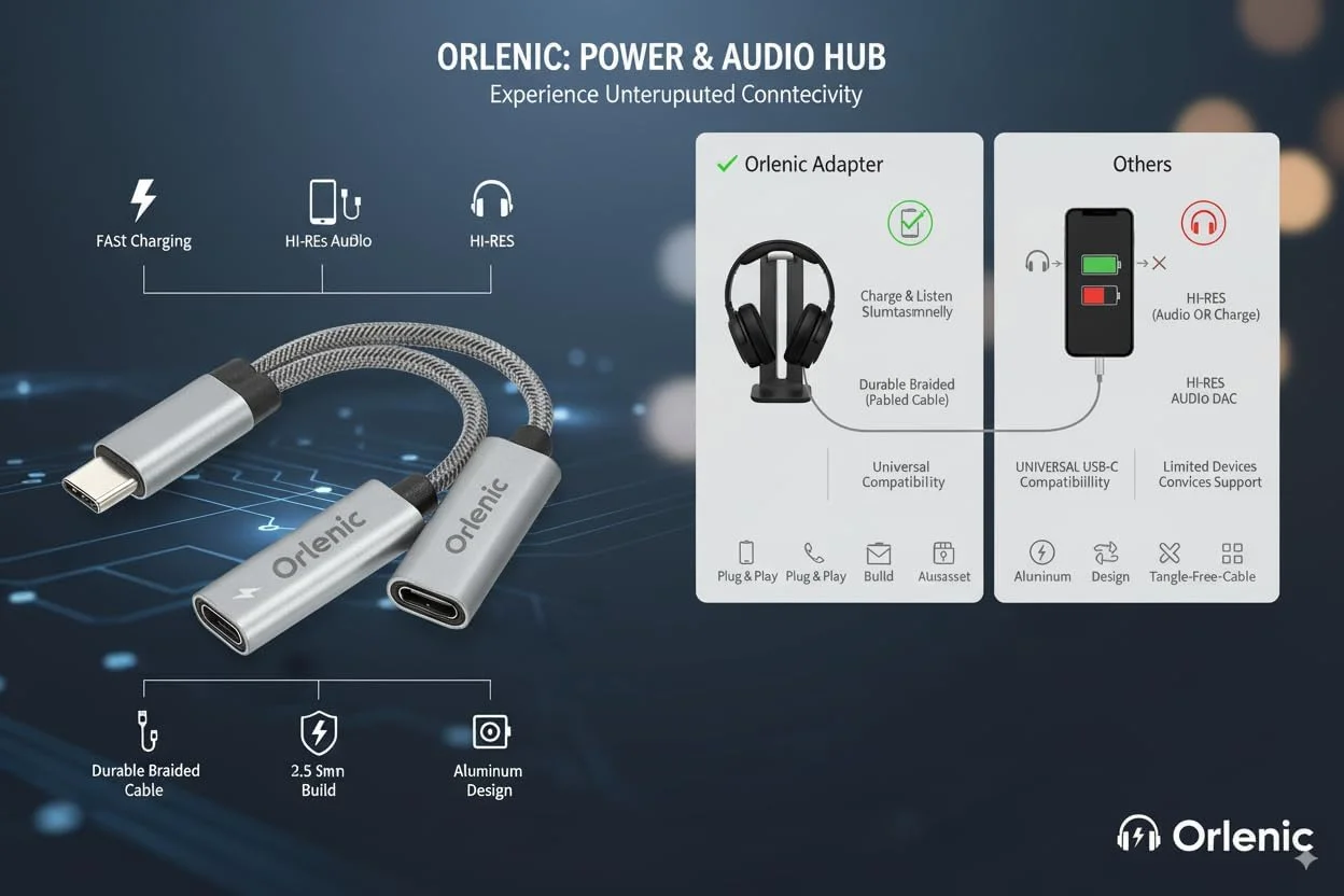 تبدیل USB C به Type C هدفون با شارژ سریع 60 واتی PD، جک صوتی Hi-Res HiFi 2 در 1 با کیفیت 32bit 384Khz، صدای استریو و کابل شارژ برای تلفن، تبلت، لپ تاپ، بازی و موسیقی - خاکستری