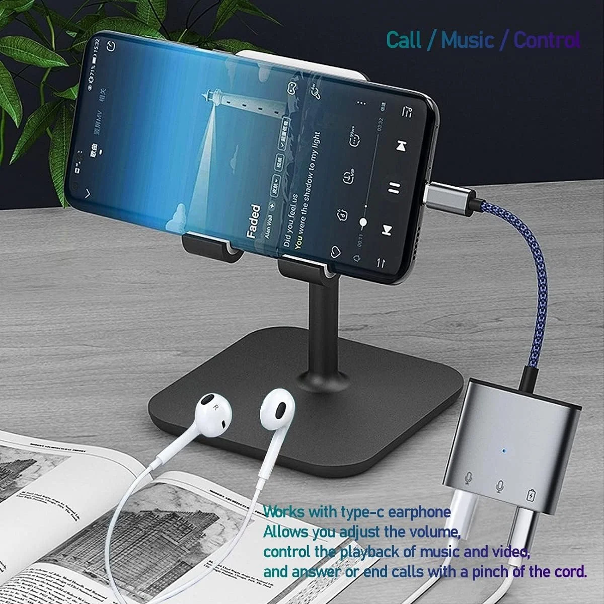 آداپتور USB C به جک هدفون 3.5 میلی‌متری و USB C کاست‌ویو، با شارژ PD 60 واتی، اسپلیتر هدفون 3 در 1 صدا در حین شارژ سازگار با سامسونگ، آیپد پرو، گوگل پیکسل، اچ‌تی‌سی، هواوی و غیره