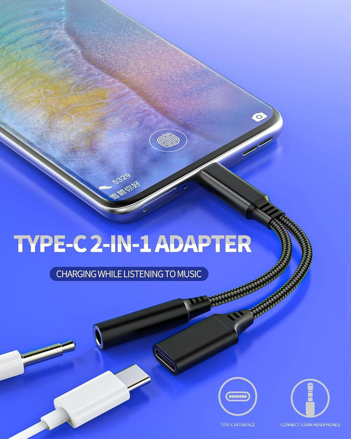 آداپتور USB C به AUX صدا برای اپل (2 در 1) برای آیپد، جک 3.5 میلی متری هدفون میکروفون و کابل شارژ Type C، اسپلیتر جک DAC، سازگار با هدفون ماشین، شارژ سامسونگ، توان شارژ برای آیفون 15