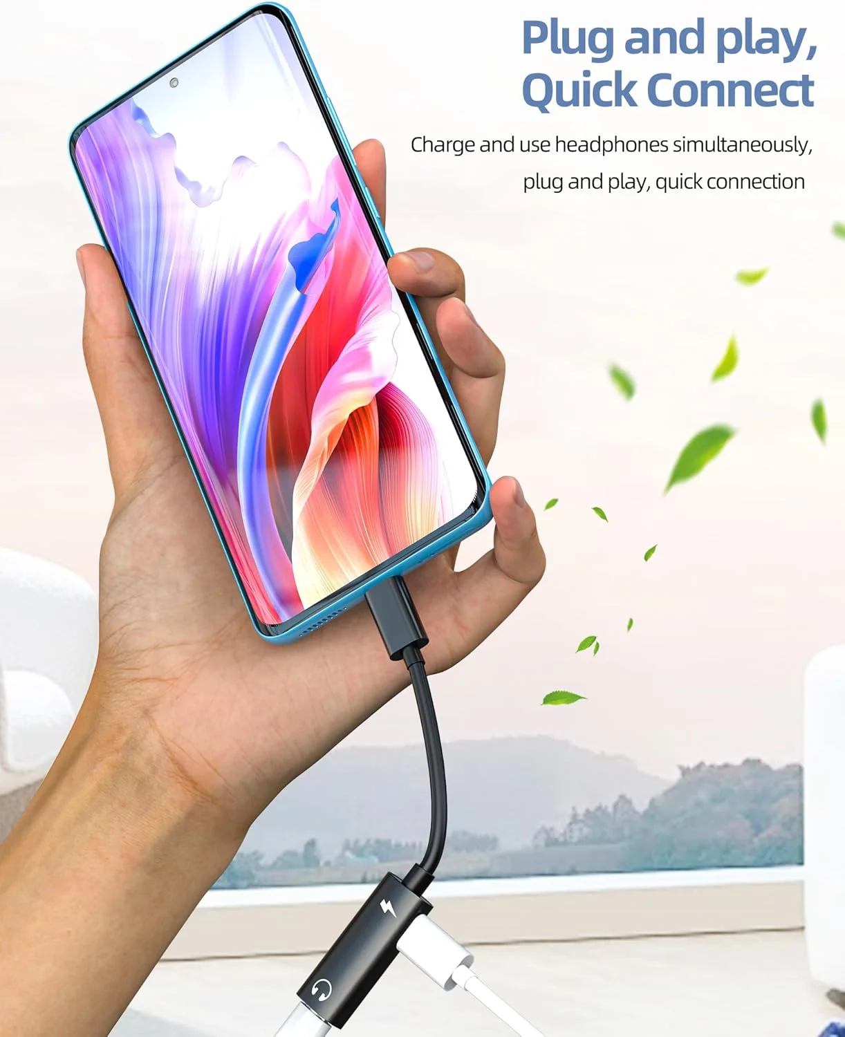 آداپتور USB C (2 در 1) تبدیل کننده Type-C شارژر هدفون، دانگل جک صوتی AUX DAC سازگار با آیفون 16، 15 پرو مکس، سازگار با سامسونگ، آیپد، آداپتور اتصال برای درگاه کابل شارژ اپل، تبدیل کننده تبلت