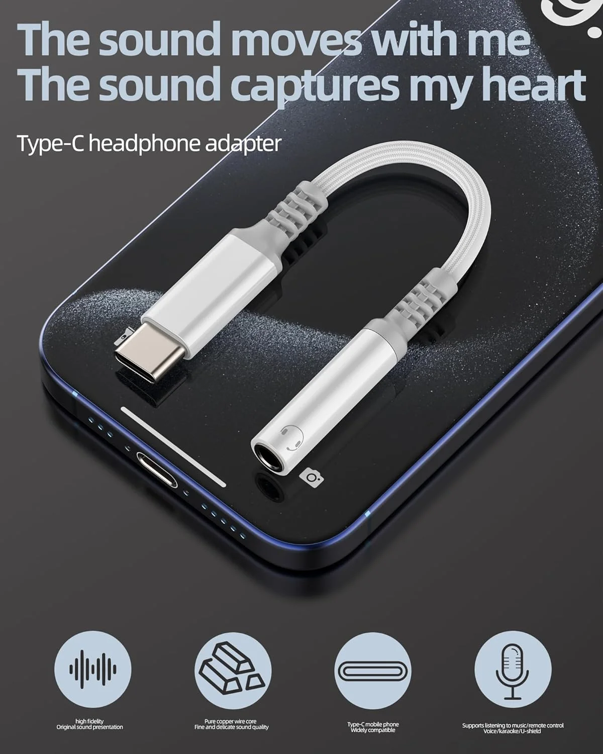 آداپتور USB-C به جک هدفون 3.5 میلی‌متری (بسته 2 عددی) کابل AUX هدفون شارژر Type-C سازگار با آیفون 16 و 15، سامسونگ، اپل، آیپد، اسپلیتر صوتی خودرو، مبدل DAC، سیم، دانگل، میکروفون استریو