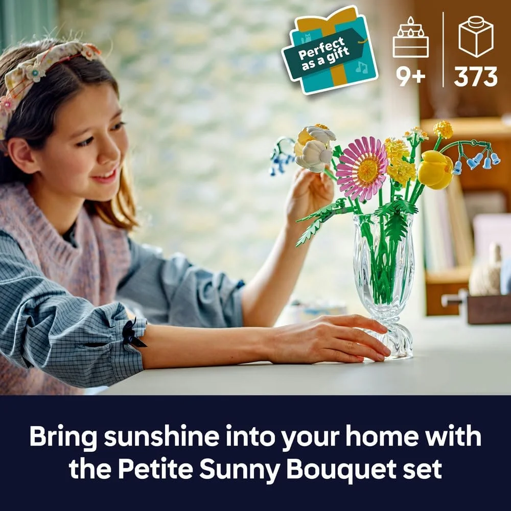 مجموعه گل های آفتابی کوچک لگو بوتانیکالز - مجموعه گل های مصنوعی با گل های زنگوله ای، گل های مینا، لاله ها و موارد دیگر - اسباب بازی طبیعت برای دختران و نوجوانان 9+ سال - دکور تعطیلات - ایده هدیه - 10347