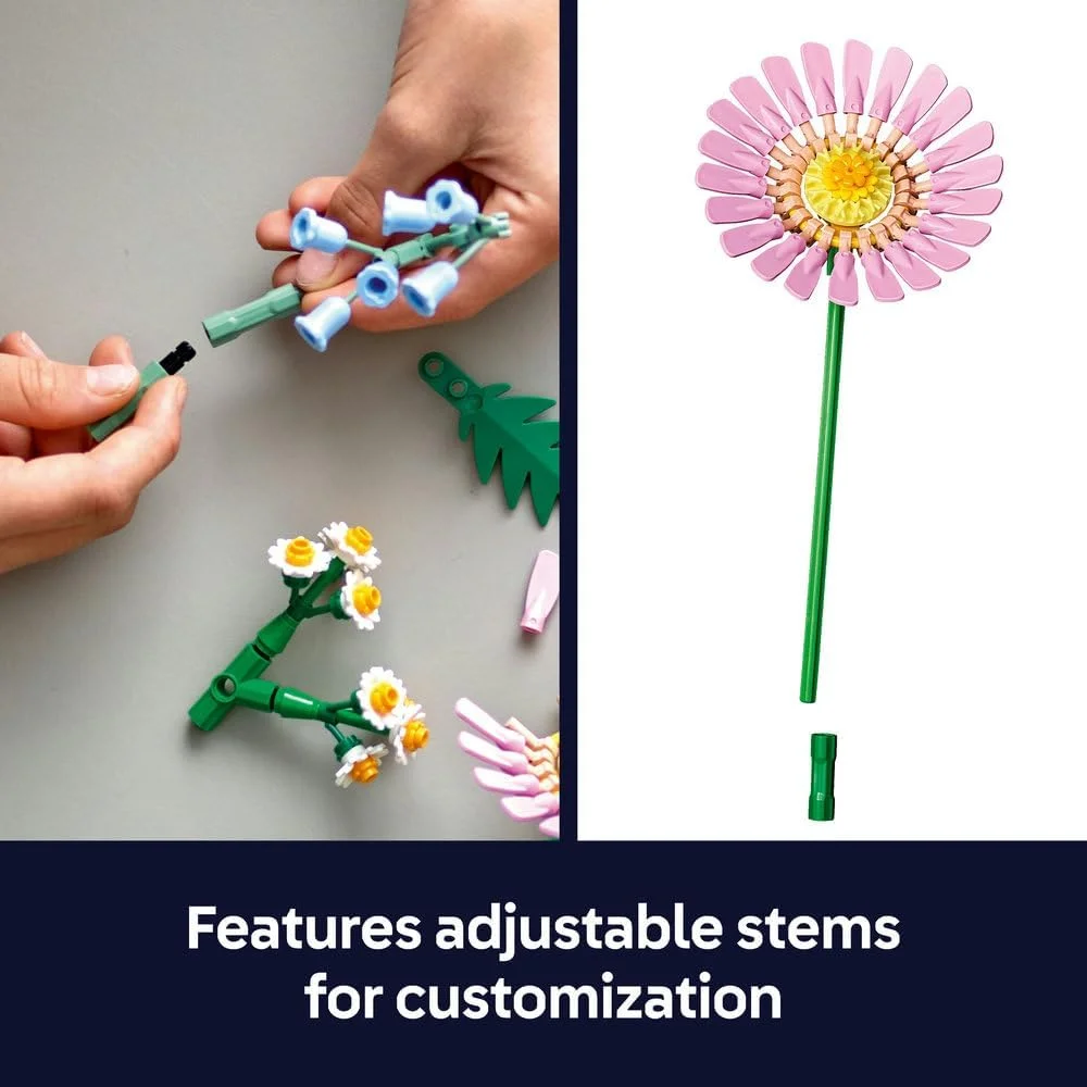 مجموعه گل های آفتابی کوچک لگو بوتانیکالز - مجموعه گل های مصنوعی با گل های زنگوله ای، گل های مینا، لاله ها و موارد دیگر - اسباب بازی طبیعت برای دختران و نوجوانان 9+ سال - دکور تعطیلات - ایده هدیه - 10347