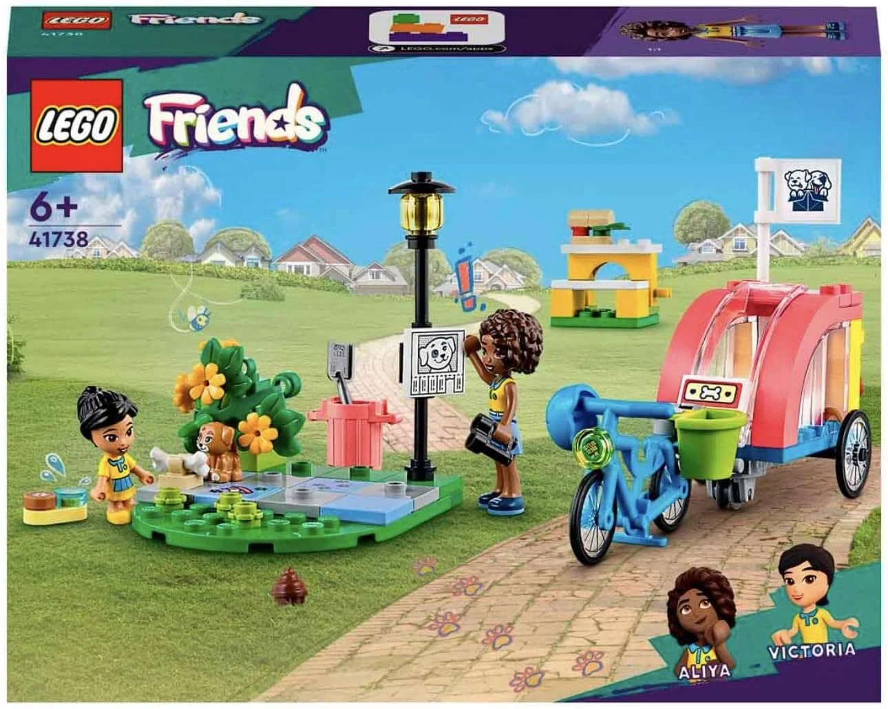 لگو 41738 Friends مجموعه اسباب بازی دوچرخه نجات سگ، مجموعه بازی حیوانات برای کودکان، دختران و پسران 6 سال به بالا با فیگور توله سگ و 2 مینی عروسک، سری شخصیت های 2023