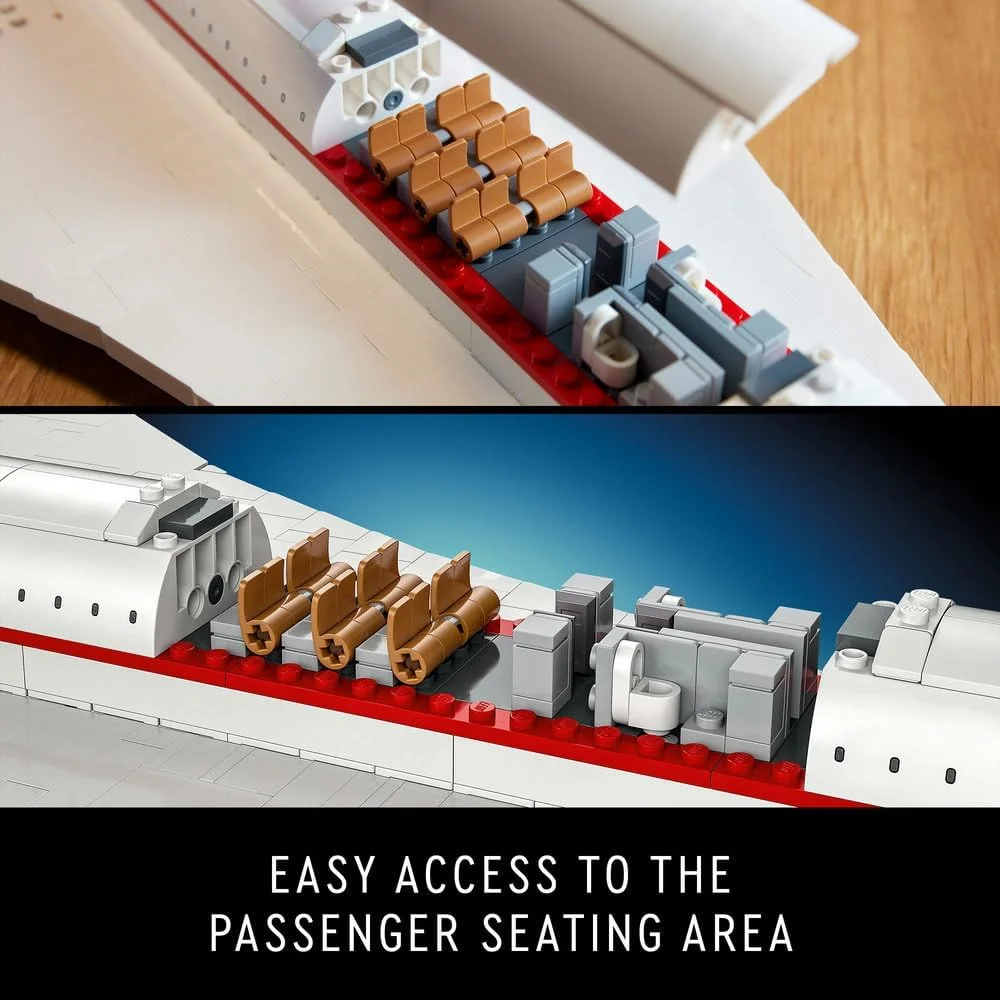 مجموعه مدل هواپیمای کنکورد LEGO Icons برای بزرگسالان، مجموعه ماکت هواپیمای نمادین با جزئیات معتبر و 3 حالت نمایش، هدیه ای ایده آل برای آقایان و بانوان، 10318