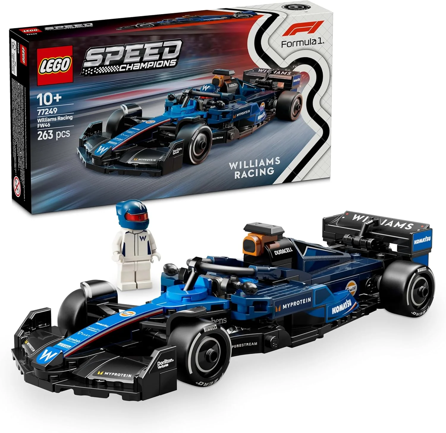 مدل ماشین مسابقه ای ویلیامز ریسینگ FW46 F1 LEGO Speed Champions به همراه مینی فیگور راننده فرمول 1 کلکسیونی - کیت های مدل برای پسران و دختران 10+ سال یا طرفداران بزرگسال موتوراسپرت 77249