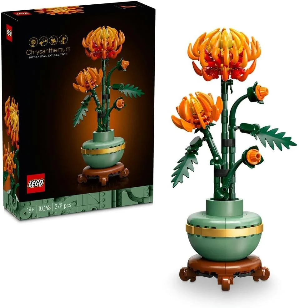 مجموعه ساختنی گل مصنوعی گل داوودی LEGO Icons Botanicals; کیت مدل خلاقانه برای بزرگسالان - هدیه گیاهی مصنوعی برای زنان و مردان - دکوراسیون منزل و محل کار از مجموعه گیاه شناسی - 10368