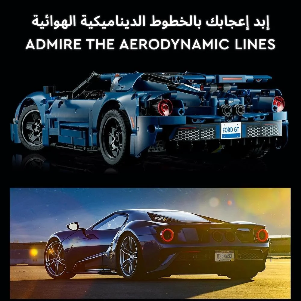 لگو 42154 تکنیک مدل ماشین فورد GT 2022 برای بزرگسالان، مدل سوپرخودروی مقیاس 1:12 با ویژگی های معتبر، مجموعه کلکسیونی پیشرفته، ایده هدیه ماه رمضان برای بزرگسالان