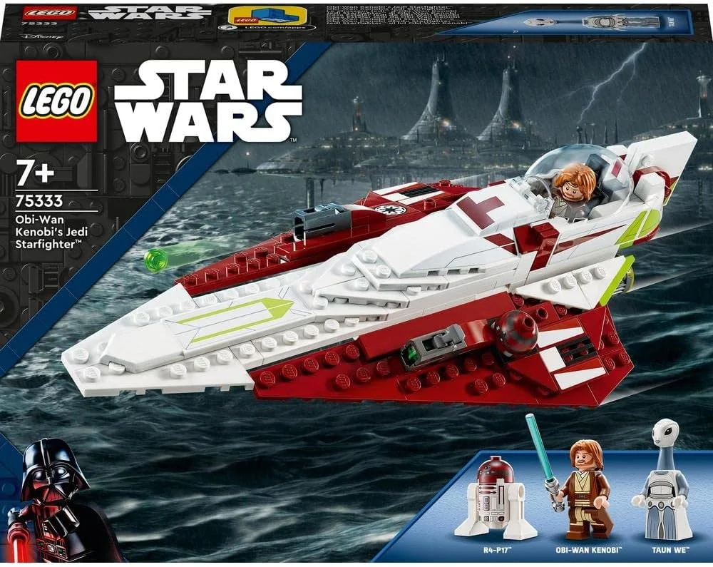 جنگنده جدای اوبی-وان کنوبی LEGO 75333 Star Wars، اسباب بازی ساختنی با مینی فیگور Taun We، فیگور Droid و لایت سیبر، مجموعه حمله کلون ها