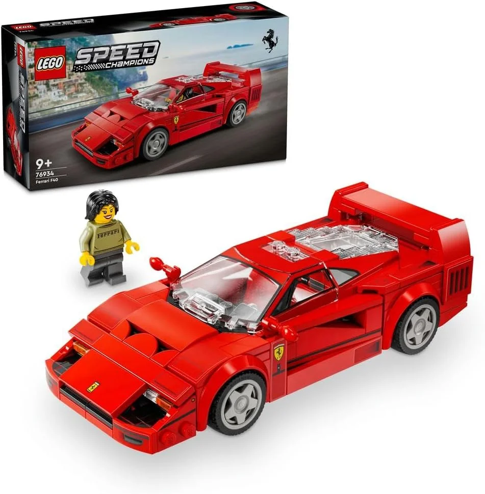 مدل ماشین فراری F40 سوپرکار LEGO Speed Champions، اسباب بازی ساختنی برای پسران و دختران 9 سال به بالا، به همراه مینی فیگور راننده، دکوراسیون اتاق خواب کودکان، ایده هدیه 76934