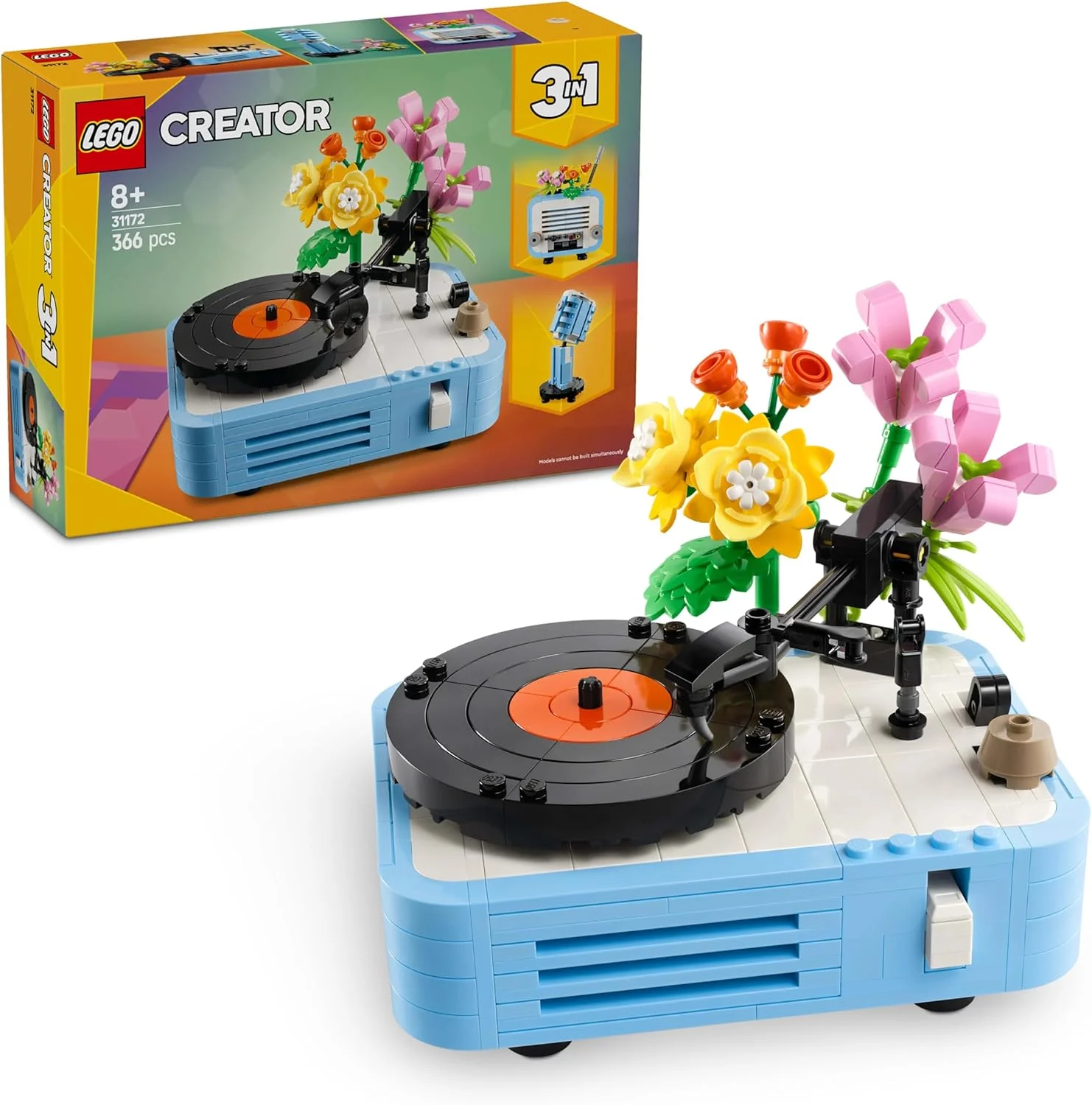 اسباب بازی ساختنی LEGO Creator 3in1 گرامافون با گل - تبدیل به مدل رادیو یا میکروفون - اسباب بازی های موسیقی برای دختران و پسران 8 سال به بالا - ایده هدیه خلاقانه - 31172