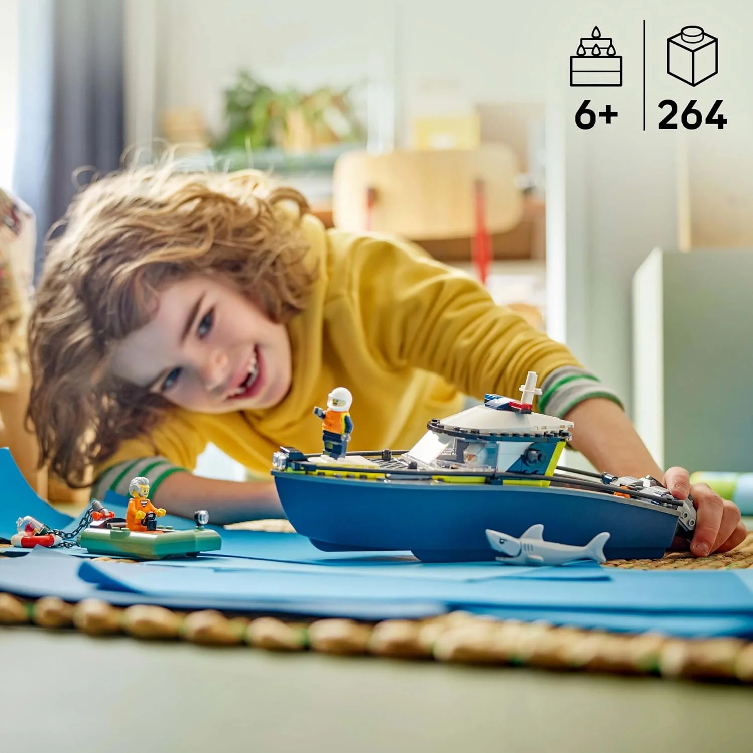 لگو سیتی، مجموعه تعقیب و گریز قایق پلیس - شامل 2 قایق اسباب بازی، 3 مینی فیگور و یک کوسه - هدیه ای برای پسران و دختران 6 سال به بالا - 60456 لگو سیتی، مجموعه تعقیب و گریز قایق پلیس - شامل 2 قایق اسباب بازی، 3 مینی فیگور و یک کوسه - هدیه ای برای پسران و دختران 6 سال به بالا - 60456