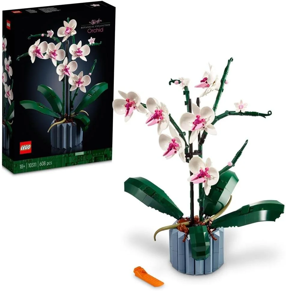 مجموعه ساختنی گیاه ارکیده مصنوعی LEGO Icons Botanicals برای بزرگسالان، با گل های مصنوعی، لوازم جانبی دکور دفتر کار خانگی، ایده هدیه مجموعه گیاه شناسی برای زنان و مردان 10311
