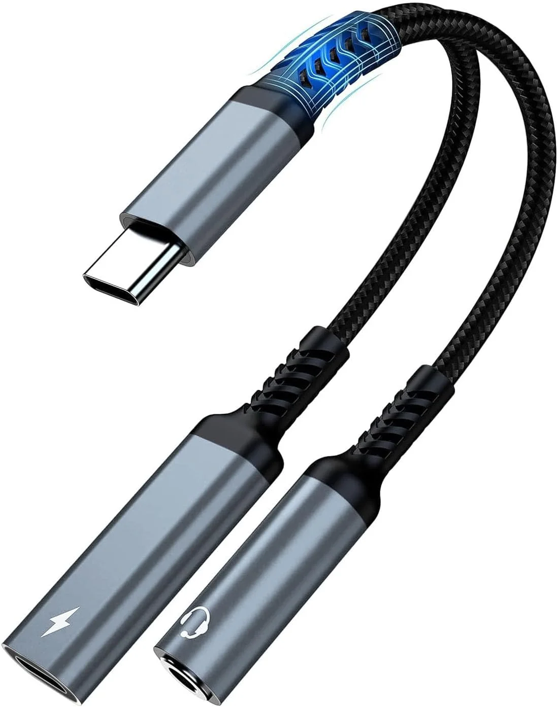 آداپتور هدفون USB-C جوردینو 0.15 متری، USB C به جک میکروفون AUX با شارژ سریع PD 60W برای استریو، هدفون، سازگار با تلفن هوشمند، لپ تاپ، تبلت