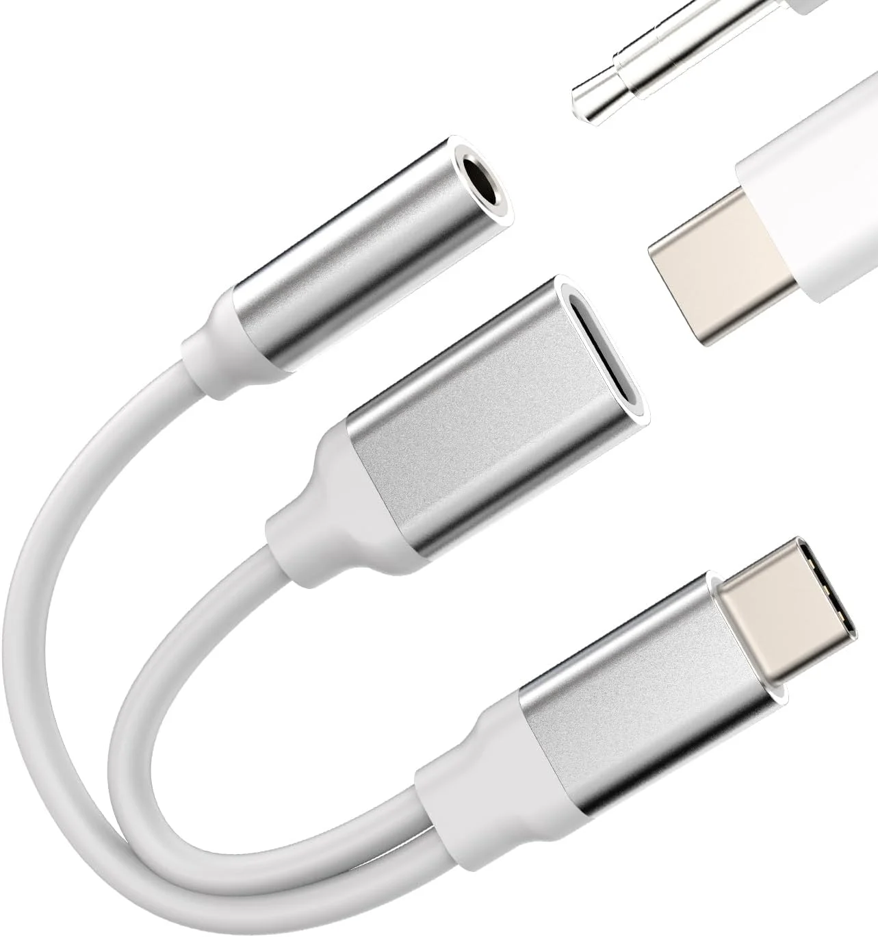 آداپتور USB-C به جک هدفون 3.5 میلی‌متری برای آیفون (2 در 1) کابل شارژ Type-C دانگل سازگار با سامسونگ S23 لوازم جانبی شارژر مک‌بوک استریو ماشین DAC AUX اسپلیتر صدا برای Apple 15Pro Max برای iPad