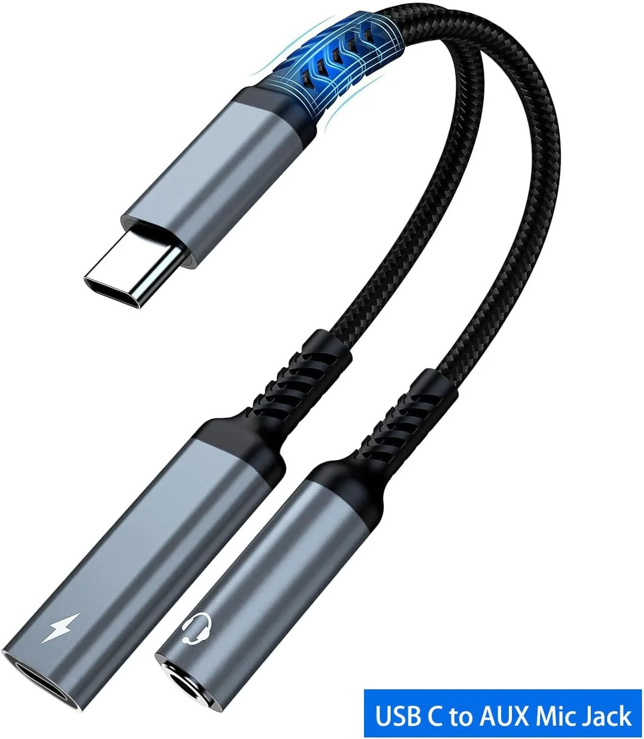 آداپتور هدفون USB-C جوردینو 0.15 متری، USB C به جک میکروفون AUX با شارژ سریع PD 60W برای استریو، هدفون، سازگار با تلفن هوشمند، لپ تاپ، تبلت