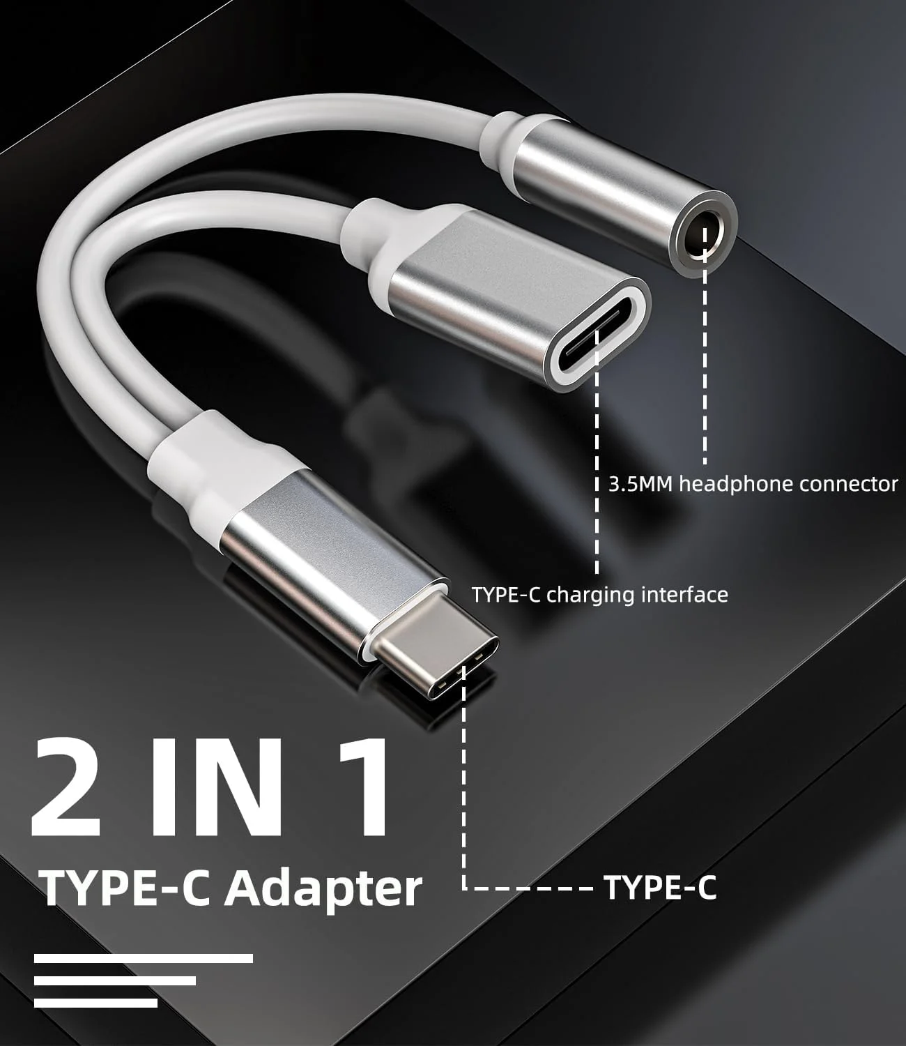 آداپتور USB-C به جک هدفون 3.5 میلی‌متری برای آیفون (2 در 1) کابل شارژ Type-C دانگل سازگار با سامسونگ S23 لوازم جانبی شارژر مک‌بوک استریو ماشین DAC AUX اسپلیتر صدا برای Apple 15Pro Max برای iPad