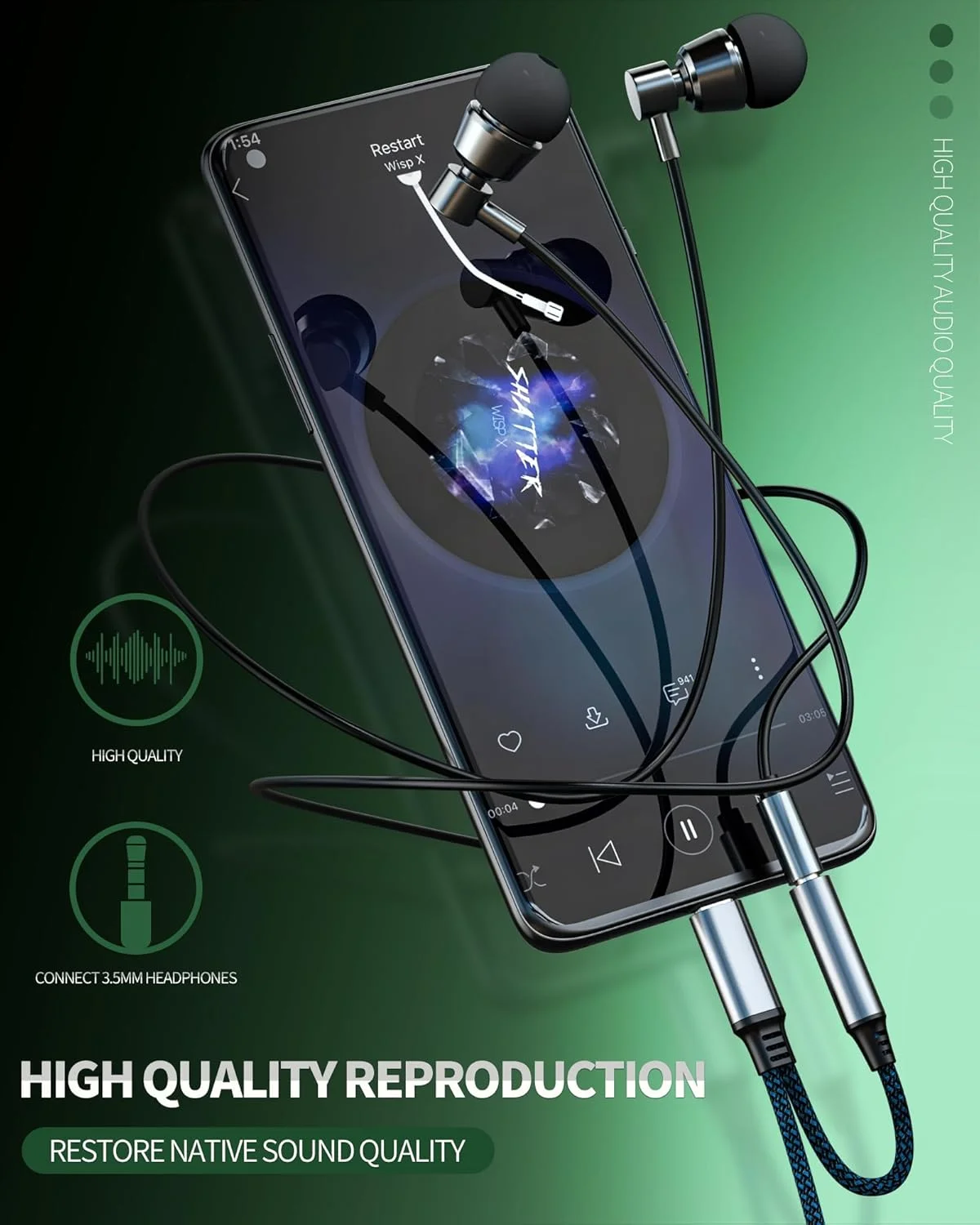 آداپتور USB C به 3.5mm هدفون، لوازم جانبی شارژ DAC 2 در 1، کابل تبدیل Type C Aux، دانگل شارژر، سازگار با iPhone 16 15 و iPad، سازگار با Samsung Galaxy S21 S22 FE S23 Ultra Note10