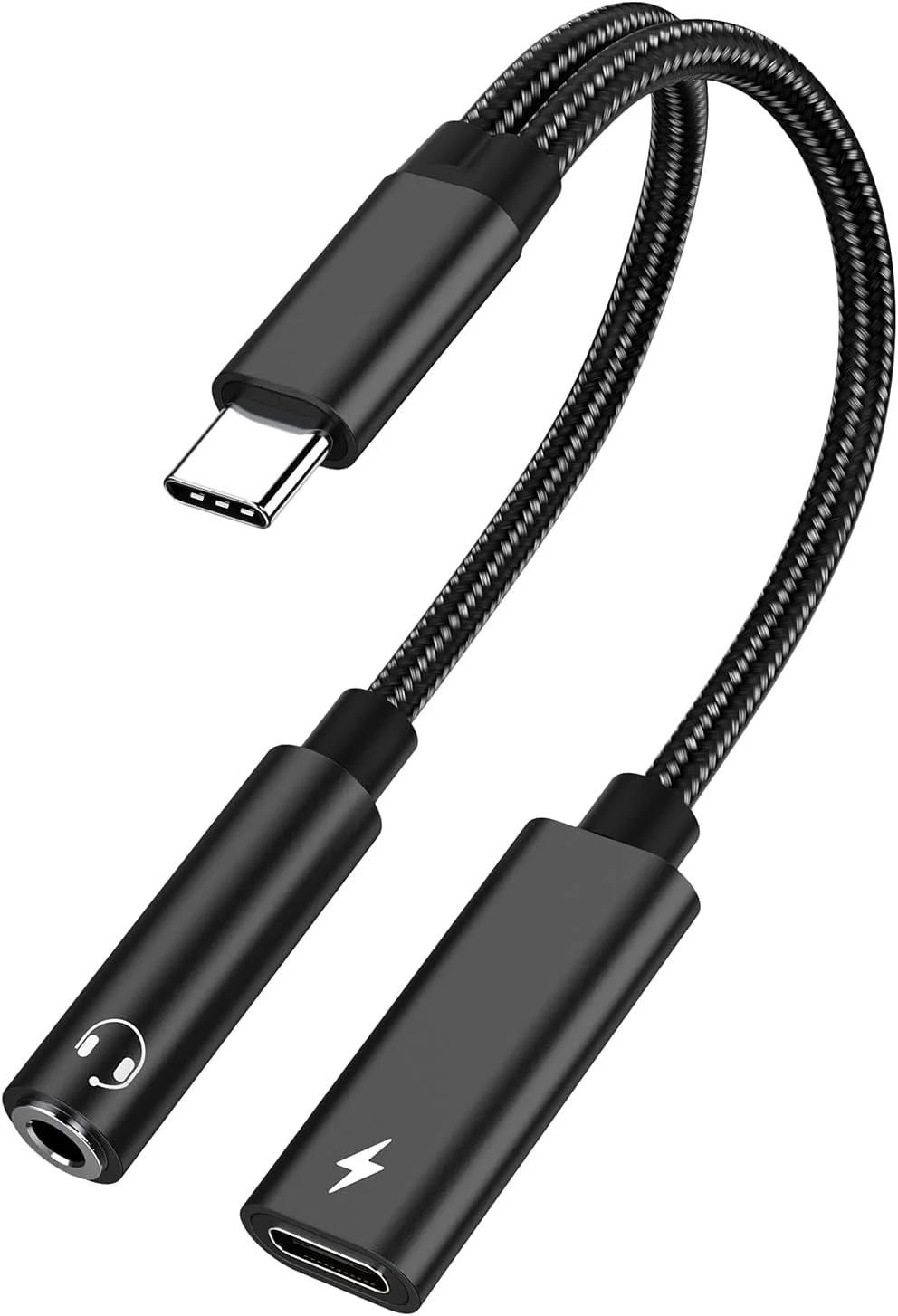 تبدیل USB Type C به هدفون 3.5 میلی متری و شارژر، آداپتور 2 در 1 Hi-Res 32bit/384kHz Aux به USB C با شارژ سریع ایمن PD 60W برای iPhone 16/15، Galaxy S25/S24، Google Pixel 9/8 و غیره