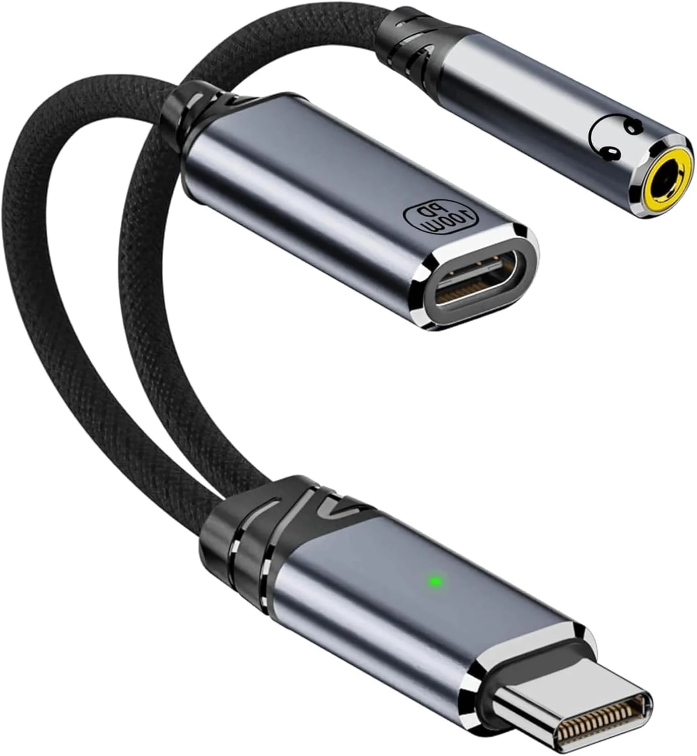 آداپتور USB C به جک هدفون 3.5 میلی‌متری و شارژر، پورت شارژ 2 در 1 USB C PD 3.0 به جک صوتی Aux و کابل آداپتور شارژ سریع 100 واتی سازگار با iPhone 16/15 Pro، Galaxy S25 S24 S23 Ultra