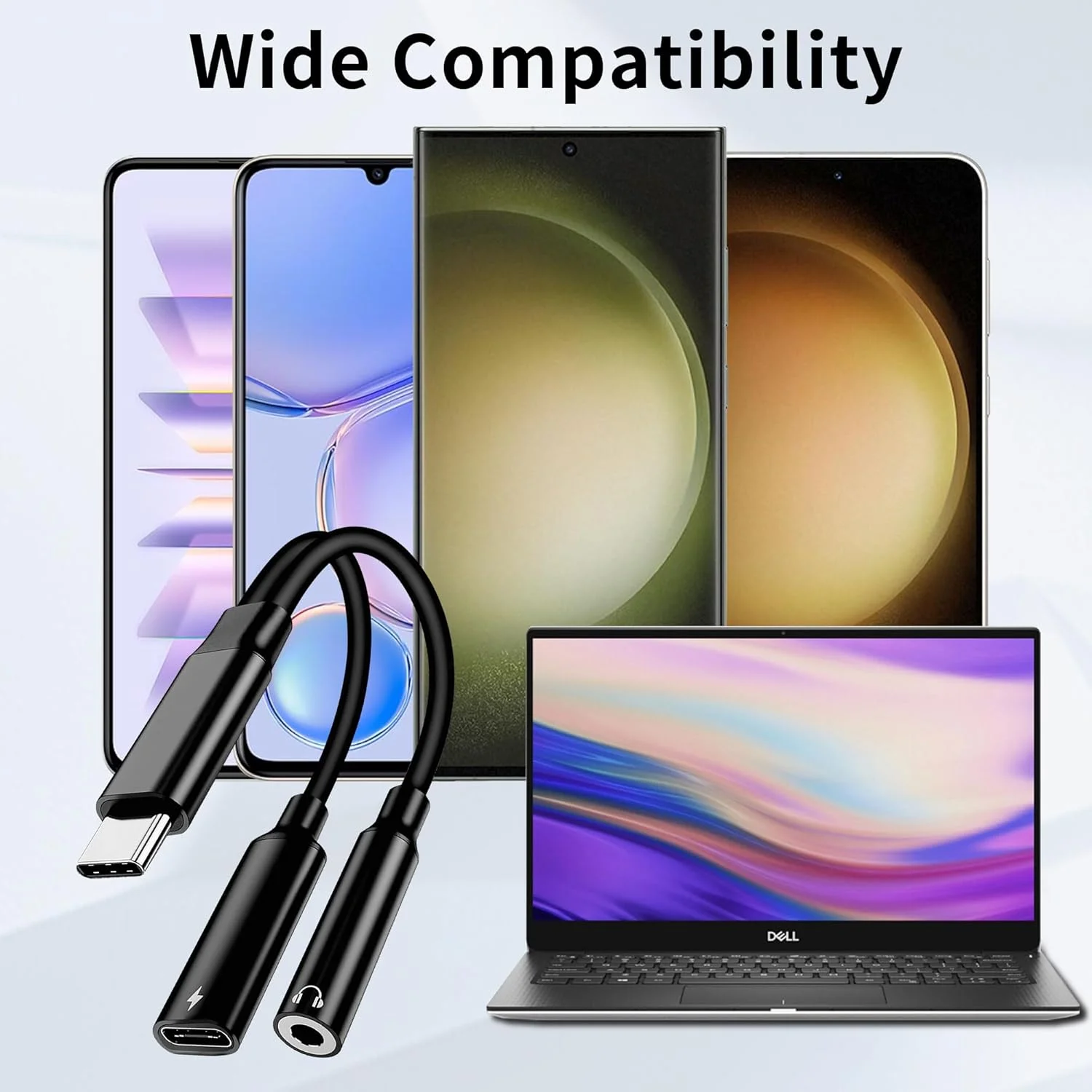 آداپتور USB C به جک هدفون 3.5 میلی متری و شارژر، برای تبلت سامسونگ گلکسی تب S10FE S10+ S10 Ultra A9 Plus S9 FE S9 S9+ S6 Lite، تبدیل USB Type C به جک صوتی AUX برای هدفون استریو و کابل برق AUX