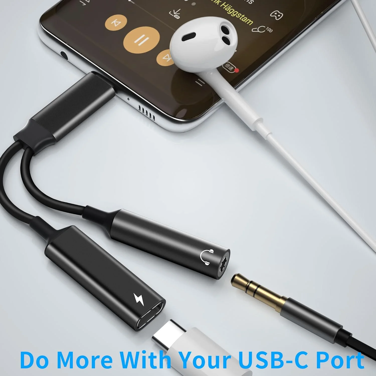آداپتور USB C به جک هدفون 3.5 میلی متری و شارژر، برای تبلت سامسونگ گلکسی تب S10FE S10+ S10 Ultra A9 Plus S9 FE S9 S9+ S6 Lite، تبدیل USB Type C به جک صوتی AUX برای هدفون استریو و کابل برق AUX
