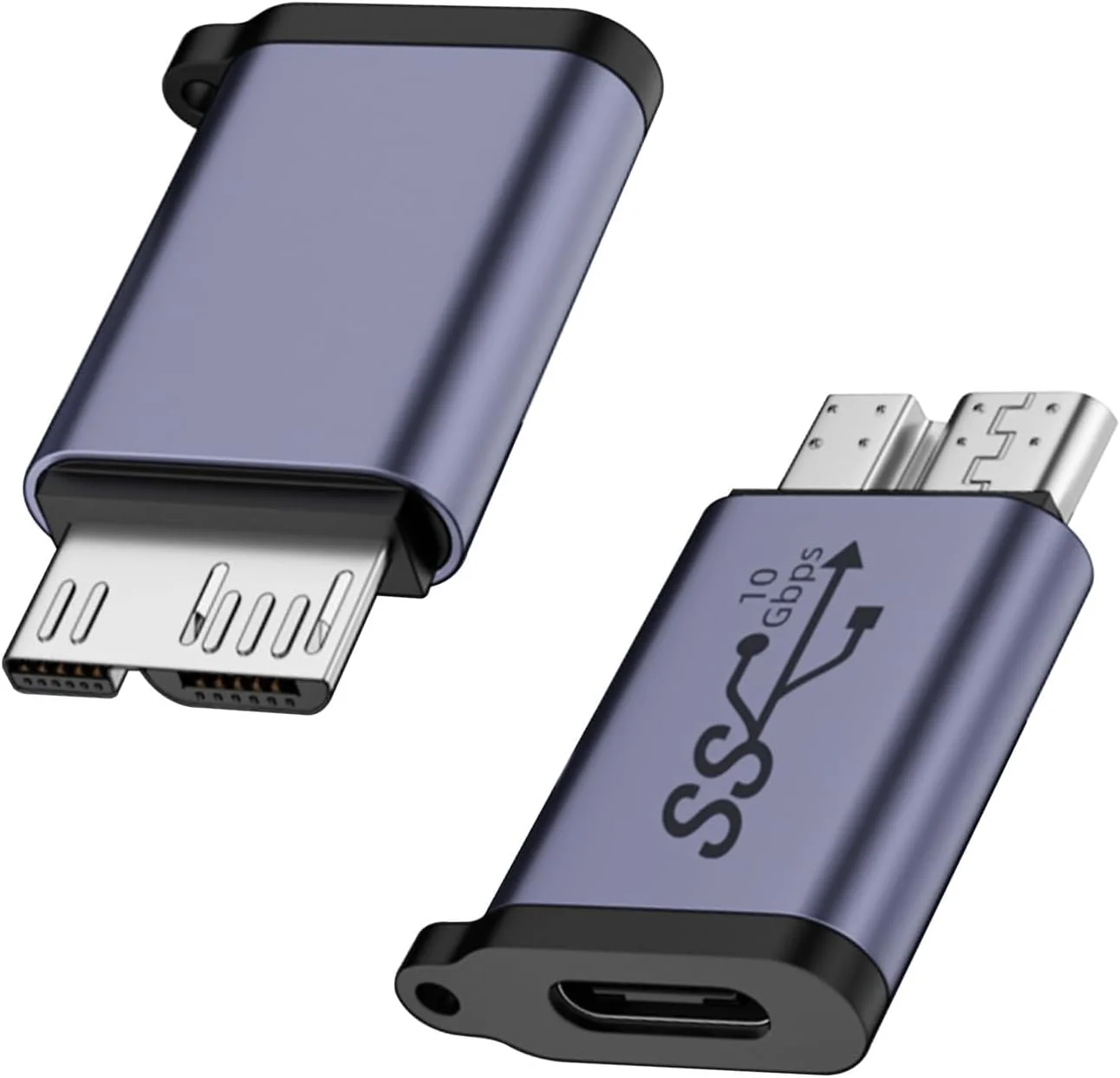 تبدیل مادگی USB C به نری Micro B با سرعت بالا، انتقال داده 10 گیگابیت بر ثانیه، شارژ برای هارد اکسترنال، SSD، تبلت، دوربین، لپ تاپ، 2 عدد