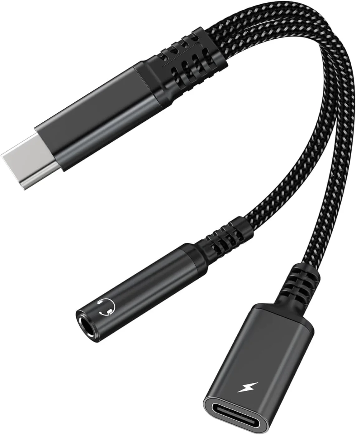 آداپتور USB C به جک هدفون 3.5 میلی‌متری و شارژر D & K Exclusives، تبدیل USB C به AUX صدا 2 در 1 با کابل شارژ سریع PD 60W برای Galaxy S23/S22/S21/S20 Ultra، Pro، Pixel (مشکی)