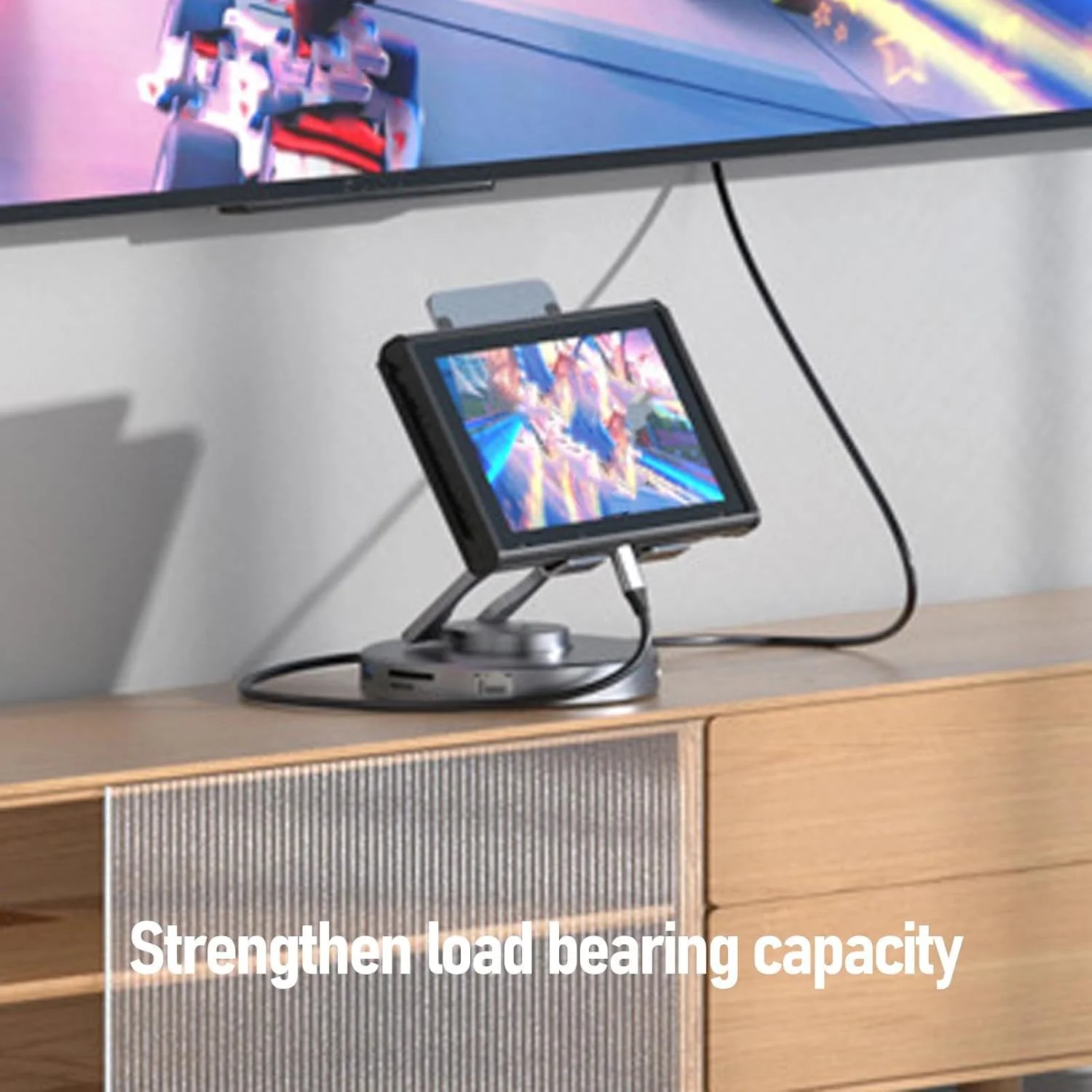 داک استیشن تبلت USB C ده در یک Denash، پایه تبلت چرخان با هاب USB C، چند رسانه ای HD 4K، شارژ PD 100W برای تبلت ها، استیم دک و تلفن ها