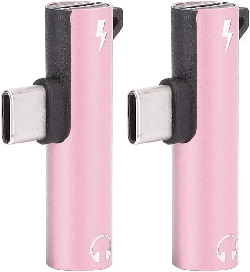 آداپتور 2 در 1 آلیاژ آلومینیوم 2 عددی جک صوتی 3.5 میلی متری برای تلفن/تبلت/رایانه شخصی برای موتورولا (صورتی)