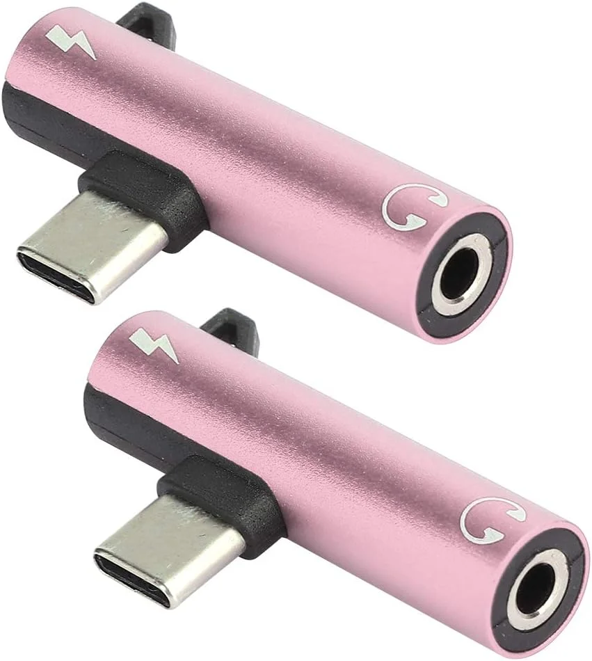 آداپتور 2 در 1 آلیاژ آلومینیوم 2 عددی جک صوتی 3.5 میلی متری برای تلفن/تبلت/رایانه شخصی برای موتورولا (صورتی)