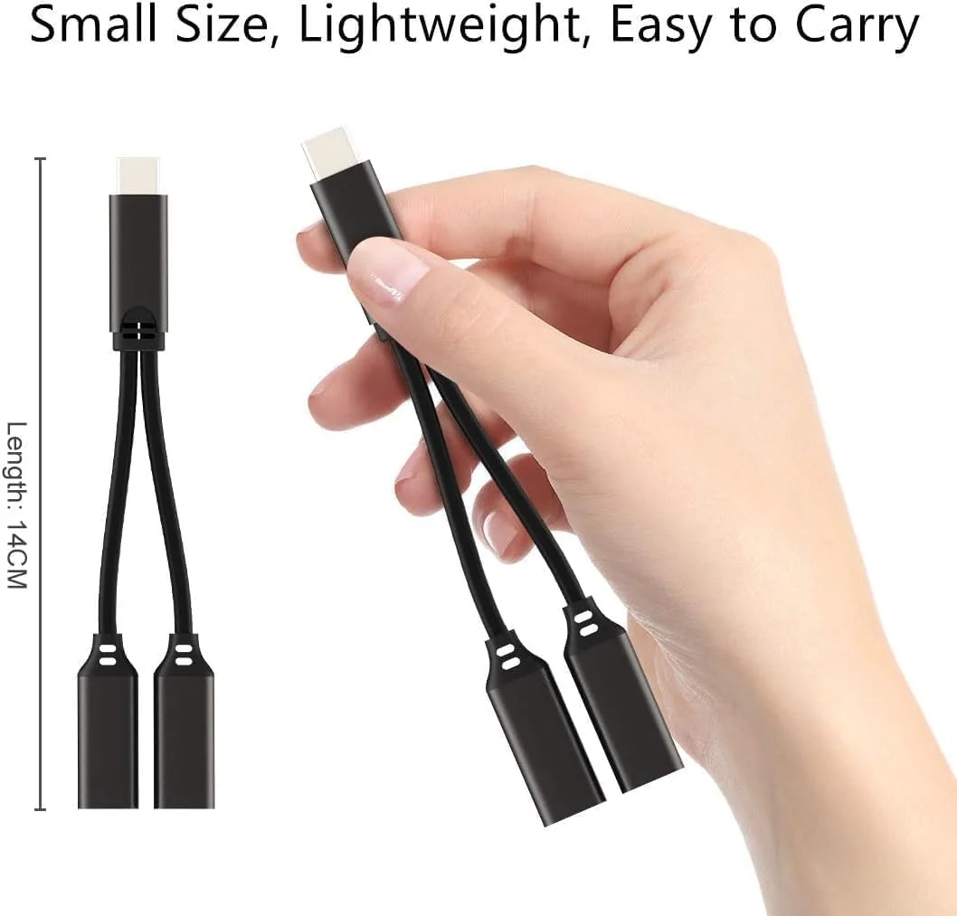 کابل تبدیل USB-C ورلدترونیکس 2 در 1، آداپتور هدفون و شارژ سریع، تبدیل Type-C به جک صوتی 3.5 میلی‌متری و شارژر PD سازگار با سامسونگ، گوگل پیکسل، آیپد، وان پلاس، هواوی و غیره