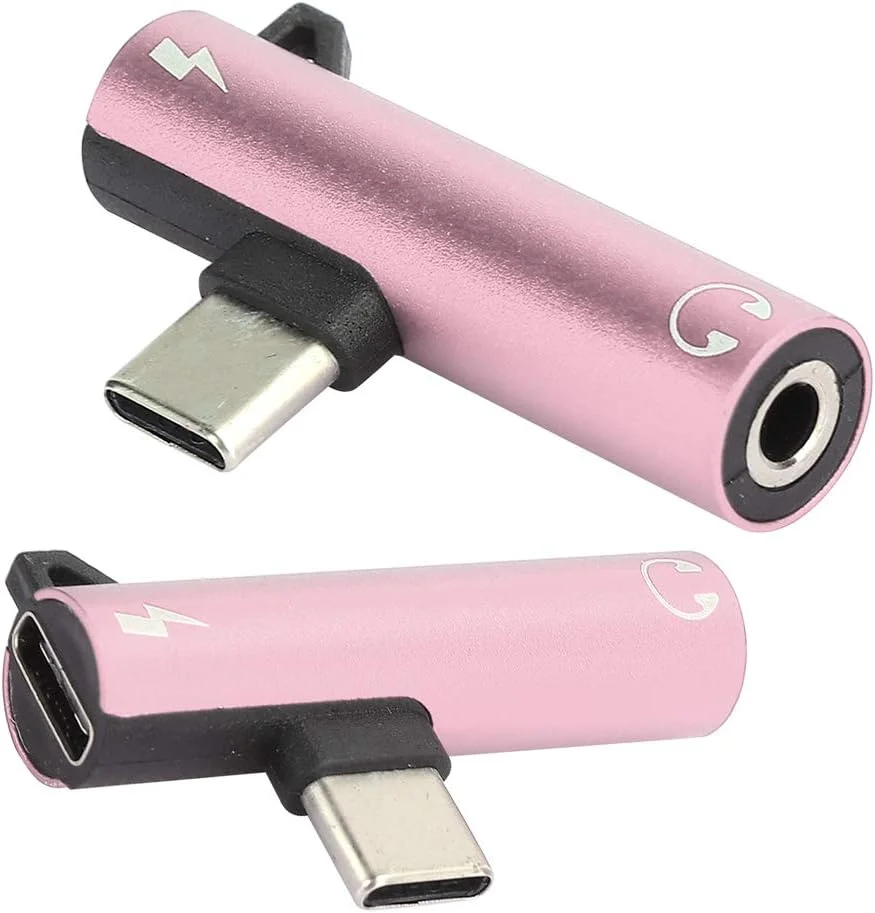 آداپتور 2 در 1 آلیاژ آلومینیوم 2 عددی جک صوتی 3.5 میلی متری برای تلفن/تبلت/رایانه شخصی برای موتورولا (صورتی)