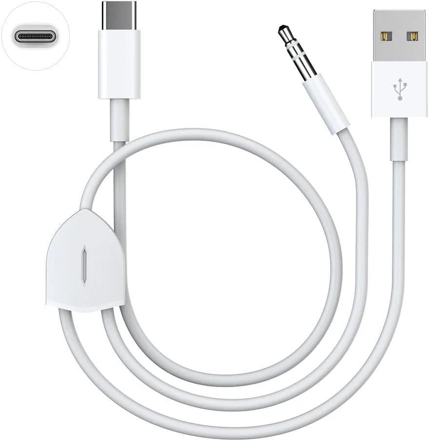 کابل شارژ صوتی 2 در 1 Type C به 3.5 میلی‌متری سازگار با Google Pixel 4/4XL، Samsung Galaxy S20/S20 و سایر تلفن‌ها با پورت Type C، قابل استفاده با استریوی ماشین، بلندگو، هدفون در حین شارژ تلفن