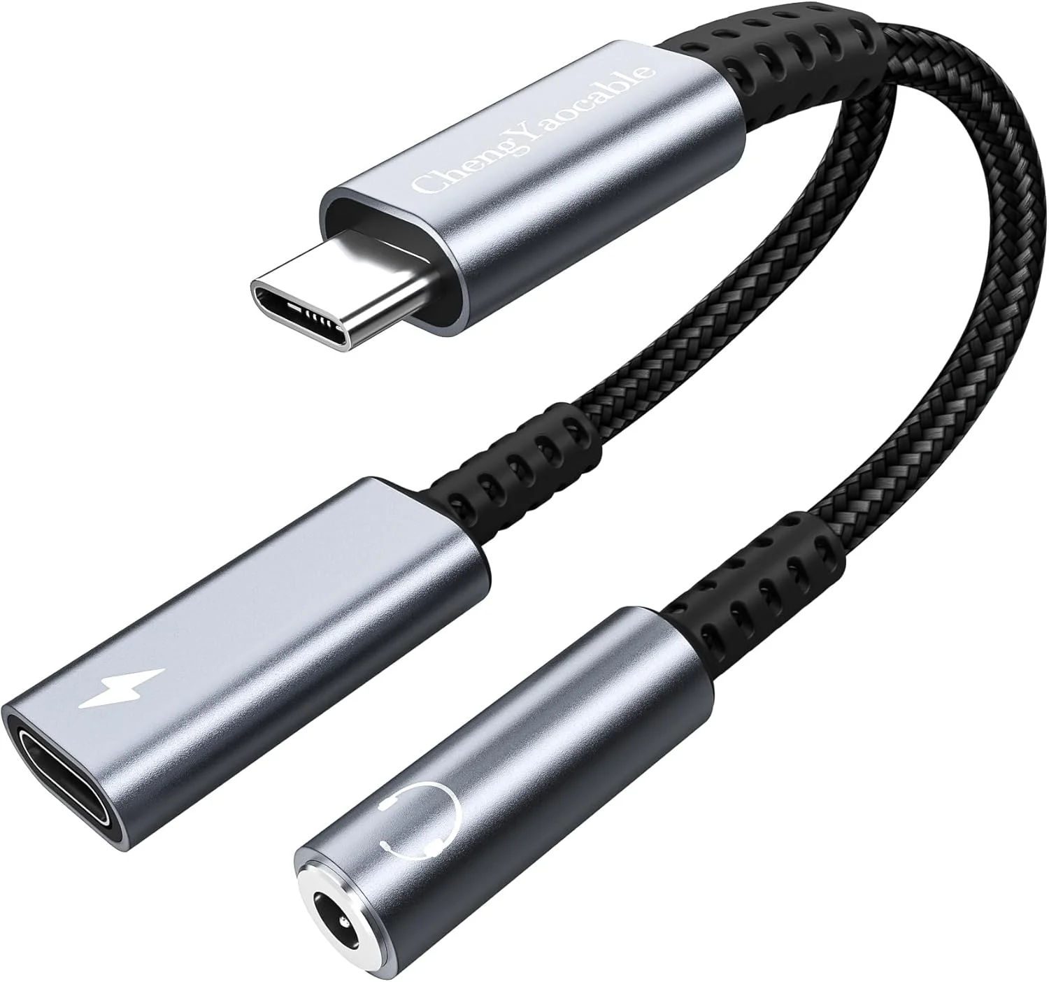 آداپتور USB C به جک هدفون و شارژر ChengYaocable، کابل تبدیل USB C به AUX 3.5 میلی‌متری 2 در 1 با شارژ سریع 60 واتی برای Samsung Galaxy S23/S22/S21 Ultra، Pixel و غیره