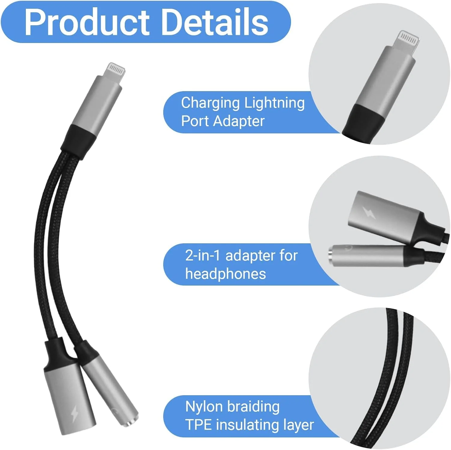 آداپتور USB C به جک 3.5 میلی‌متری و شارژر، تبدیل 2 در 1 Type C به Aux و شارژر با شارژ سریع PD 60W، دانگل هدفون Aux 3.5 میلی‌متری برای آیفون 16/15 پرو، آیپد پرو، هواوی، سامسونگ، گوگل پیکسل