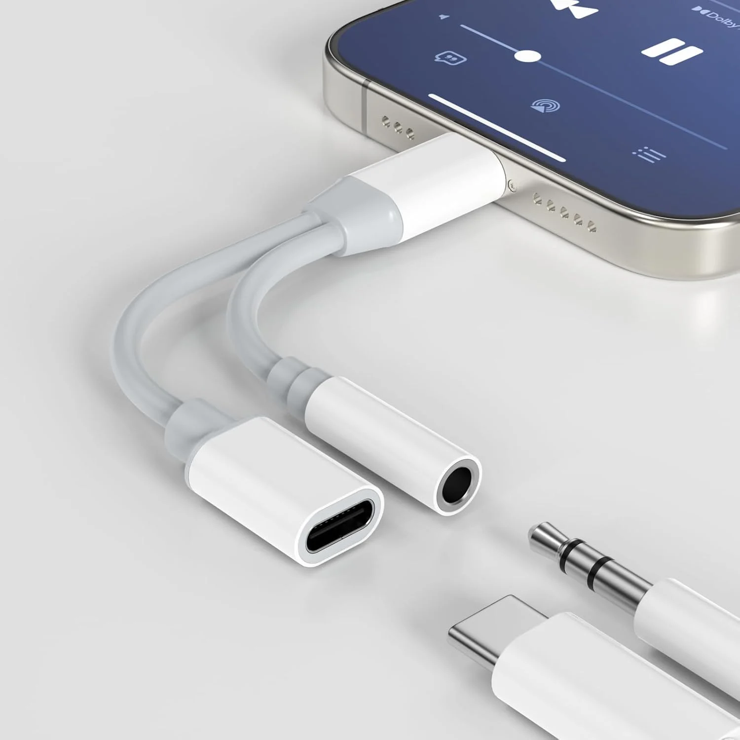 آداپتور USB C به جک هدفون 3.5 میلی‌متری و شارژر [دارای گواهی MFi]، کابل دانگل شارژ سریع و جک صوتی AUX 3.5 میلی‌متری 2 در 1 USB C سازگار با iPhone 15/15 Plus/15 Pro/15 Pro Max، Galaxy S23 S22 S21
