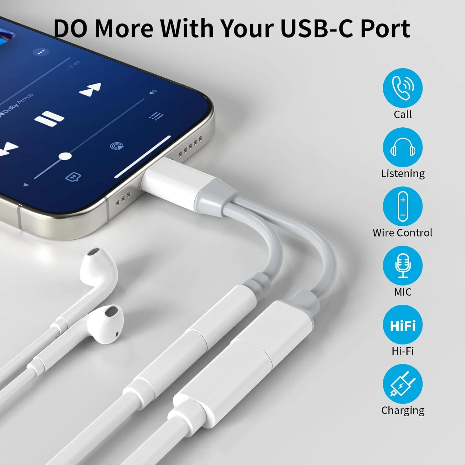 آداپتور USB C به جک هدفون 3.5 میلی‌متری و شارژر [دارای گواهی MFi]، کابل دانگل شارژ سریع و جک صوتی AUX 3.5 میلی‌متری 2 در 1 USB C سازگار با iPhone 15/15 Plus/15 Pro/15 Pro Max، Galaxy S23 S22 S21