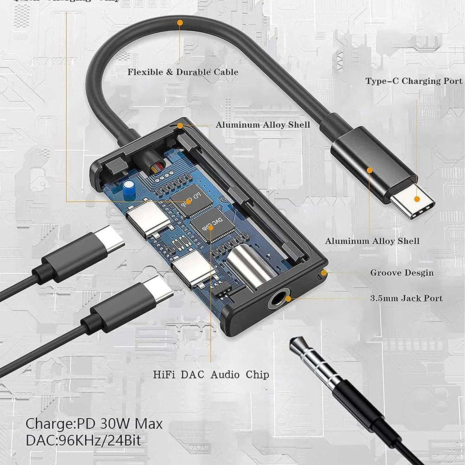 آداپتور هدفون و شارژر Bukela، تبدیل Type C به جک صوتی 3.5 میلی متری و کابل دانگل شارژ سریع 3 در 1 برای تلفن های همراه، تبلت ها و لپ تاپ ها آداپتور هدفون و شارژر Bukela، تبدیل Type C به جک صوتی 3.5 میلی متری و کابل دانگل شارژ سریع 3 در 1 برای تلفن های همراه، تبلت ها و لپ تاپ ها