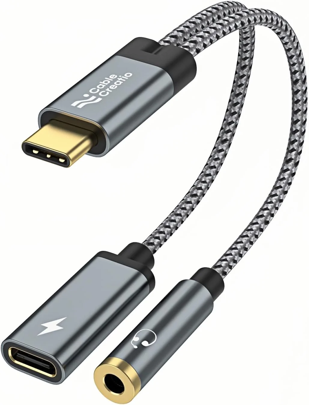 تبدیل USB-C به جک 3.5 میلی‌متری هدفون و شارژر CableCreation با شارژ سریع PD 100W 60W، تبدیل USB-C به جک صدا Type-C به کابل AUX برای iPhone 16 15، Galaxy S24/S23/S22 Ultra+، iPad Pro/Air، Pixel 9/8+