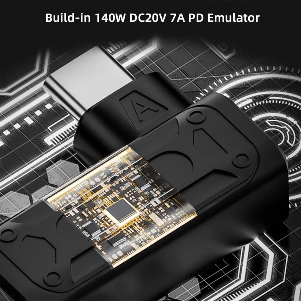 کابل تبدیل جک DC با ورودی 6.0x1.4 میلی‌متر به USB-C Type-C زاویه‌دار 90 درجه با توان 140 واتی برای شارژ لپ‌تاپ و تلفن