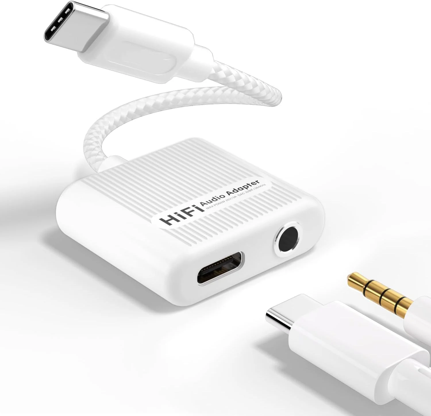 آداپتور USB C به صدا 3.5 میلی‌متری و شارژر Azonee، تبدیل USB C به AUX هدفون 2 در 1 با شارژ سریع PD 60 واتی سازگار با iPhone 16/16 Pro/15/15 Pro Max، Galaxy S24/S23/S22/S23FE، Pixel 8/7، iPad