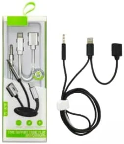 تبدیل کننده صدا AUX-24 سه در یک، کابل شارژ AUX و جک 3.5 میلی متری، پشتیبانی از پخش موسیقی، شارژ، اتصال آسان برای تلفن های هوشمند، تبلت ها، کابل تقسیم کننده صدا میکروفون موسیقی برای جک کامپیوتر