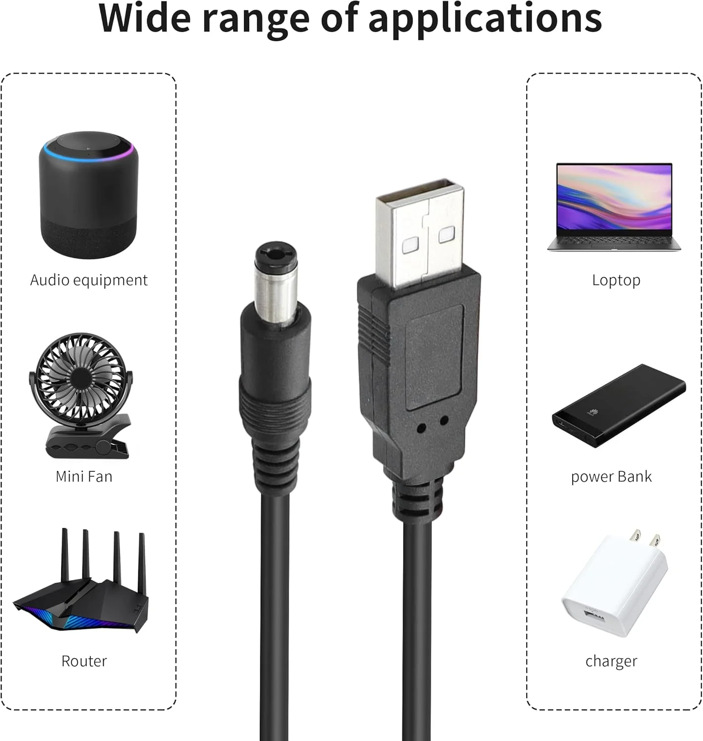 کابل تبدیل USB به دو پورت DC 5.5x2.1mm 5V برای فن، چراغ LED، روتر، بلندگو و لوازم خانگی کوچک (انتقال داده پشتیبانی نمی شود)
