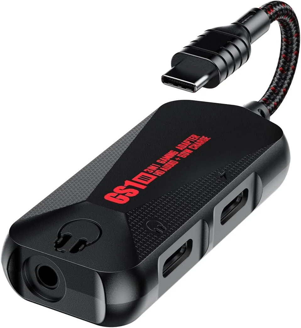 آداپتور صوتی و شارژر 3 در 1 USB C به 3.5 میلی‌متری / USB C با وضوح بالا 32 بیتی Aux به USB C با شارژ سریع PD 60W دانگل کابل برای آیفون 16/15 پرو مکس/گلکسی/آیپد پرو/ایر (GS1-USBC 180°)