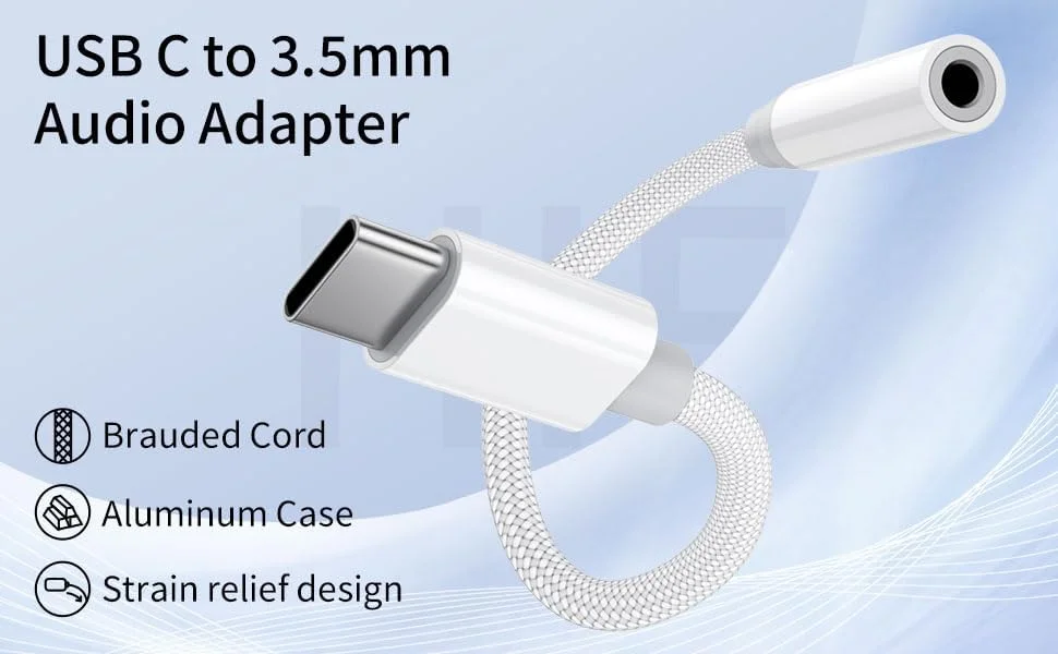 آداپتور USB C به جک 3.5 میلی متری، کابل تبدیل USB Type C به جک هدفون صدا و شارژ با DAC سازگار با iPhone 15 Plus Pro Max/16 Pro Max، Samsung Galaxy S24 Ultra S23 S20 iPad Pro/Air Pixel